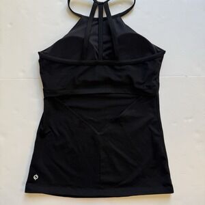 Popflex Siren Tank Size 10 Black High Neck Mesh Open Back Blogilates Yoga Gym